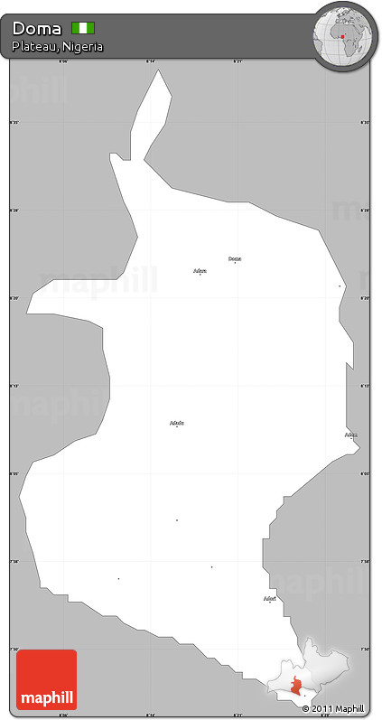 Gray Simple Map of Doma, single color outside