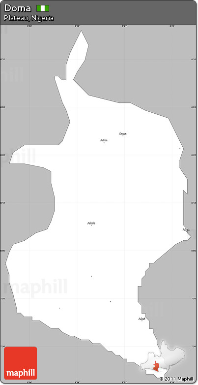 Gray Simple Map of Doma, single color outside