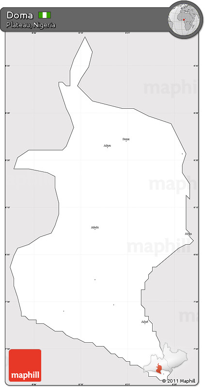Silver Style Simple Map of Doma, cropped outside