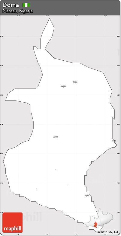 Silver Style Simple Map of Doma, cropped outside