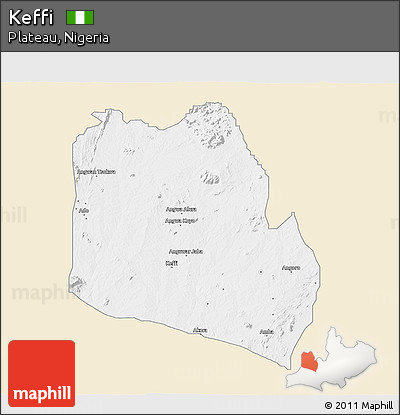 Classic Style 3D Map of Keffi, single color outside