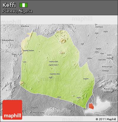 Physical 3D Map of Keffi, desaturated