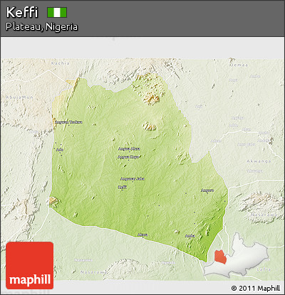 Physical 3D Map of Keffi, lighten