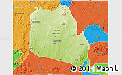Physical 3D Map of Keffi, political outside