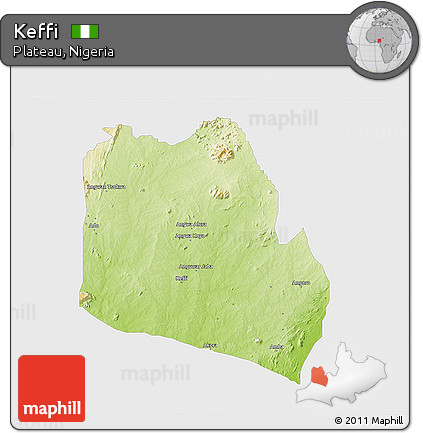 Physical 3D Map of Keffi, single color outside