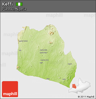 Physical 3D Map of Keffi, single color outside