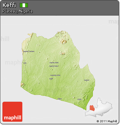 Physical 3D Map of Keffi, single color outside