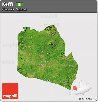 Satellite 3D Map of Keffi, cropped outside