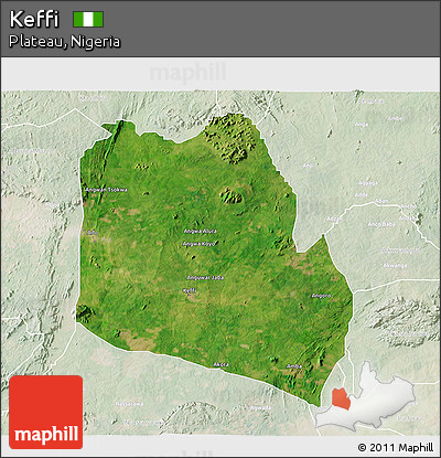 Satellite 3D Map of Keffi, lighten