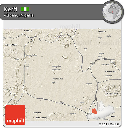 Shaded Relief 3D Map of Keffi