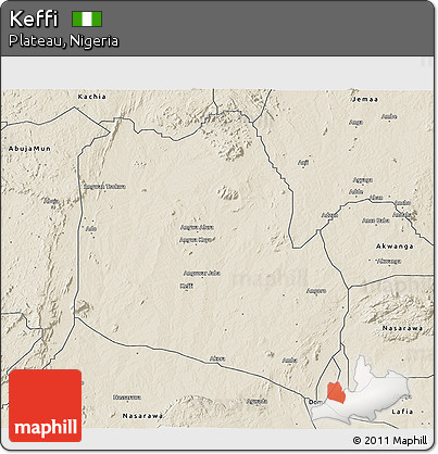 Shaded Relief 3D Map of Keffi