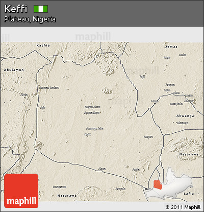 Shaded Relief 3D Map of Keffi