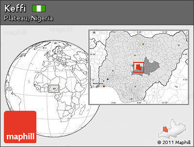 Blank Location Map of Keffi, highlighted country, highlighted parent region