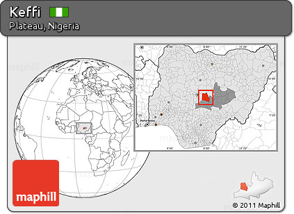 Blank Location Map of Keffi, highlighted country, highlighted parent region