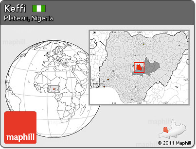 Blank Location Map of Keffi, highlighted country, highlighted parent region