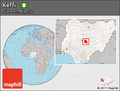 Gray Location Map of Keffi, highlighted country