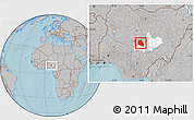 Gray Location Map of Keffi, highlighted parent region, hill shading