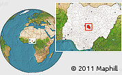 Satellite Location Map of Keffi, highlighted country