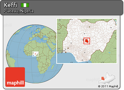Savanna Style Location Map of Keffi, highlighted country