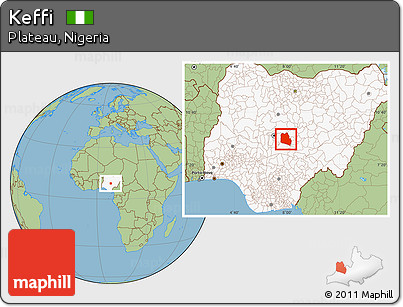 Savanna Style Location Map of Keffi, highlighted country