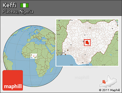 Savanna Style Location Map of Keffi, highlighted country