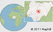 Savanna Style Location Map of Keffi, highlighted country
