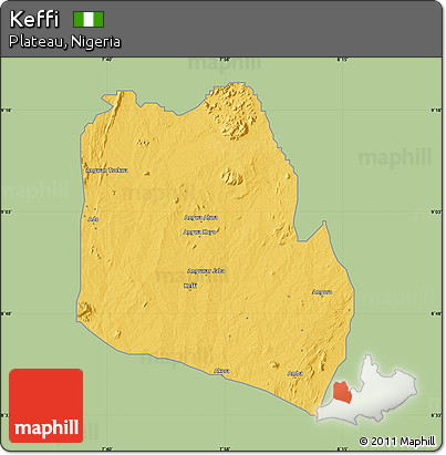 Savanna Style Map of Keffi, single color outside