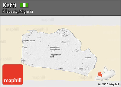 Classic Style Panoramic Map of Keffi, single color outside