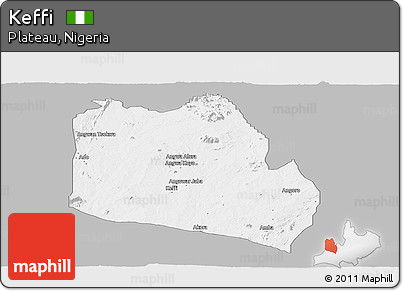 Gray Panoramic Map of Keffi, single color outside