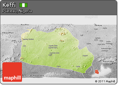 Physical Panoramic Map of Keffi, desaturated