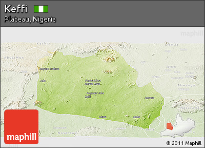 Physical Panoramic Map of Keffi, lighten