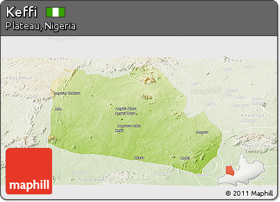 Physical Panoramic Map of Keffi, lighten