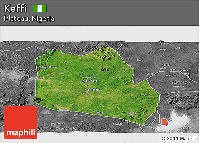 Satellite Panoramic Map of Keffi, desaturated