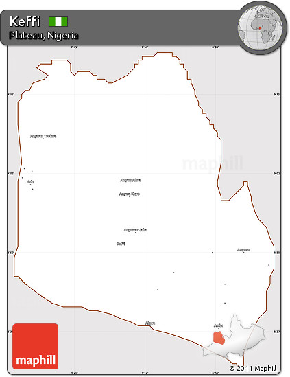 Classic Style Simple Map of Keffi, cropped outside