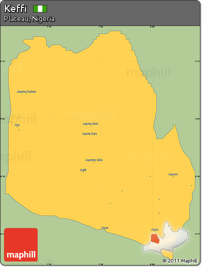 Savanna Style Simple Map of Keffi, single color outside