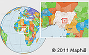 Political Location Map of Lafia, highlighted country, within the entire country