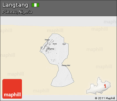 Classic Style 3D Map of Langtang, single color outside
