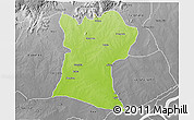 Physical 3D Map of Shendam, desaturated