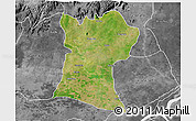 Satellite 3D Map of Shendam, desaturated