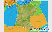 Satellite 3D Map of Shendam, political outside