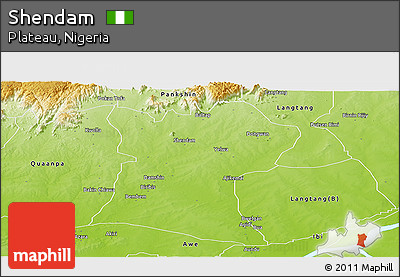 Physical Panoramic Map of Shendam
