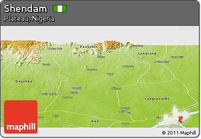 Physical Panoramic Map of Shendam