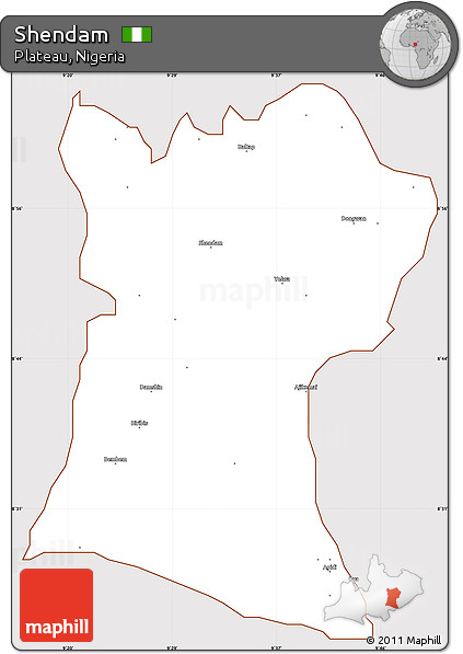 Classic Style Simple Map of Shendam, cropped outside