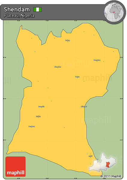 Savanna Style Simple Map of Shendam, cropped outside