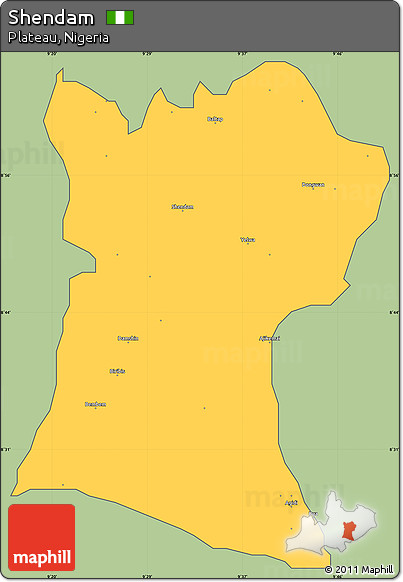Savanna Style Simple Map of Shendam, cropped outside