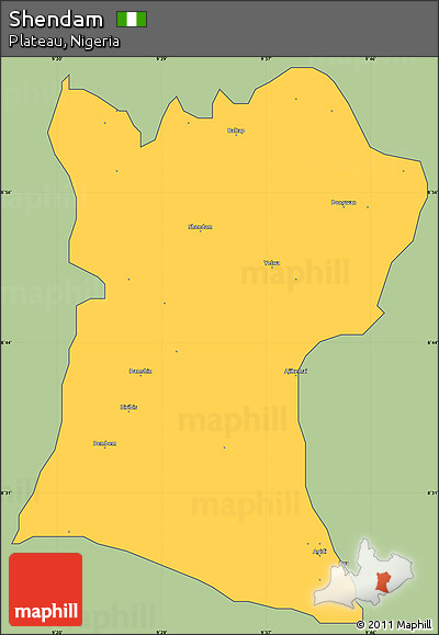 Savanna Style Simple Map of Shendam, cropped outside