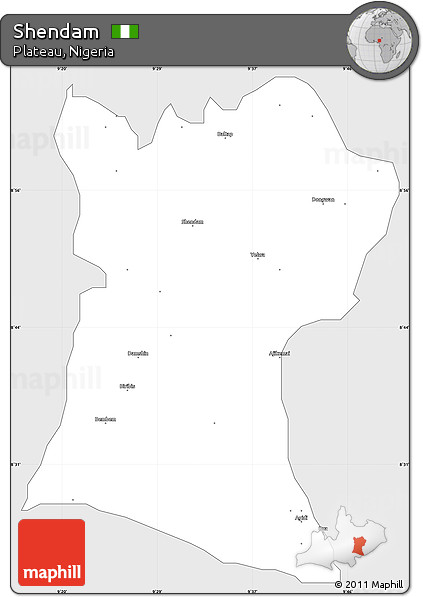 Silver Style Simple Map of Shendam, single color outside