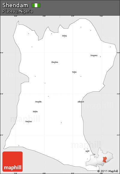 Silver Style Simple Map of Shendam, single color outside