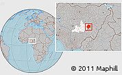 Gray Location Map of Wase, highlighted parent region, hill shading