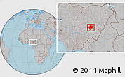 Gray Location Map of Wase, hill shading